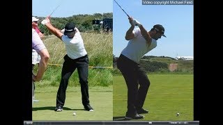 Jon Rahm golf swing  Long Iron faceon amp downtheline July 2017 [upl. by Zubkoff]