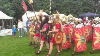 Roman Reenactment at the Amphitheatre in Caerleon Marching In [upl. by Zea936]