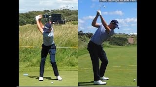 Justin Thomas golf swing  Long Iron faceon amp downtheline July 2017 [upl. by Lazar501]