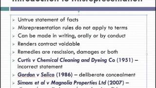 Misrepresentation Lecture 1 of 4 [upl. by Silloc514]